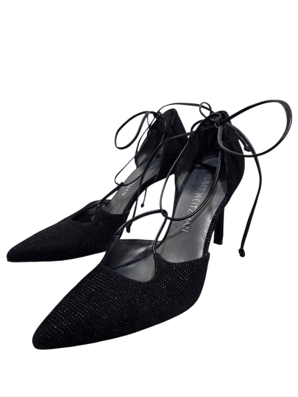 Stuart Weitzman Pryrite Crystal Lace-Up Stiletto Heels Black Size 5 - Picture 4 of 13